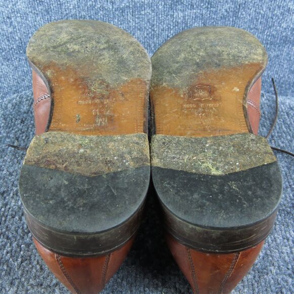 Vito Rufolo Mens Shoes‎ Size 11 Made In Italy Brown Leather Split Oxford Sharp - Picture 9 of 10